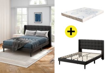 Picture of SONOMA Fabric Bed Frame + ORION Foam Mattress Combo Deal (Dark Grey) - Double