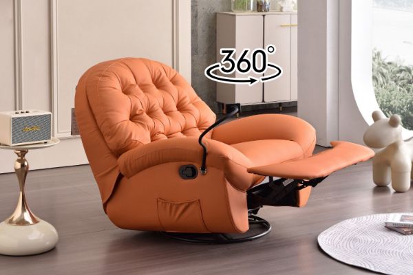 Picture of BAVA 360° Swivel Power Recliner Lounge Chair with Mobile Holder (Orange)