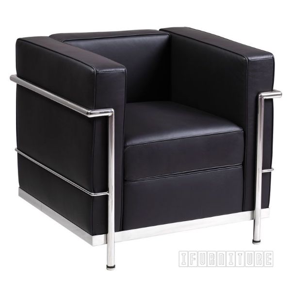 Picture of LE CORBUSIER LC2 1-Seater Sofa/Armchair *100% Italian Leather (Black)