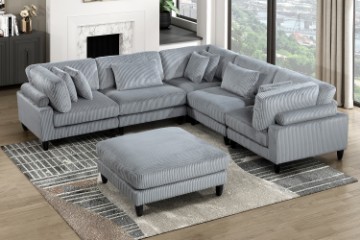 Picture of VIANNA Corduroy Sectional Modular Sofa Range (Grey)