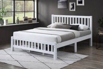 Picture of FORESTER Solid Wood Bed Frame (White) - Queen Size