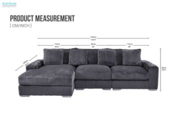 Picture of WINSTON Premium Corduroy Modular Sectional Sofa with Cup Holders & USB Ports (Grey)