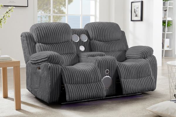 Picture of GRACEY 2 Seater Power Reclining Sofa (Grey) -  2 Seat with Bluetooth Speaker & USB Port (2RRC)