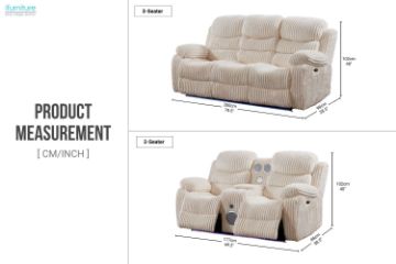 Picture of GRACEY 3 Seater Power Reclining Sofa with Drop-Down Console (Beige)