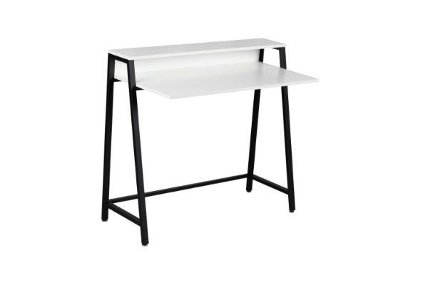 Picture of EMMI 100 Dual-Tier Office Desk with Shelf (White)