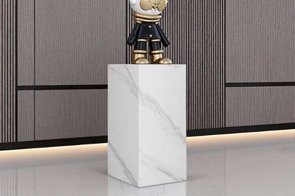 Picture of DELRAY H57 Sintered Stone Side Table & Plinth(Matte White)