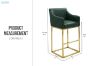 Picture of HESPER 74 Bar Height Bar Stool  with Arms & Golden Finish Base (Green) 