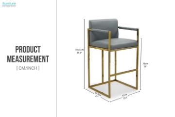 Picture of DAKOTA 78 Bar Height Bar Stool with Arms & Golden Finish Base (Grey)