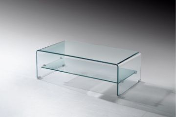 Picture of [FLOOR MODEL CLEARANCE]MURANO 120 Bent Glass Coffee Table with Shelf