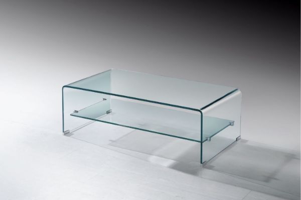 Picture of [FLOOR MODEL CLEARANCE]MURANO 120 Bent Glass Coffee Table with Shelf