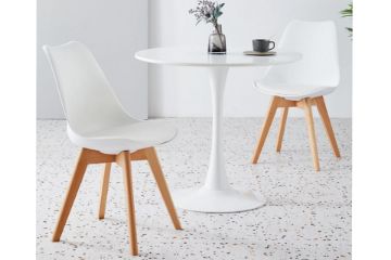 Picture of TULIP Dining Set  - 80cm Table with 4 Chairs (White)