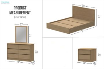 Picture of MOOK Bedroom Combo Set in Queen Size - 5PC Combo (Light Oak)