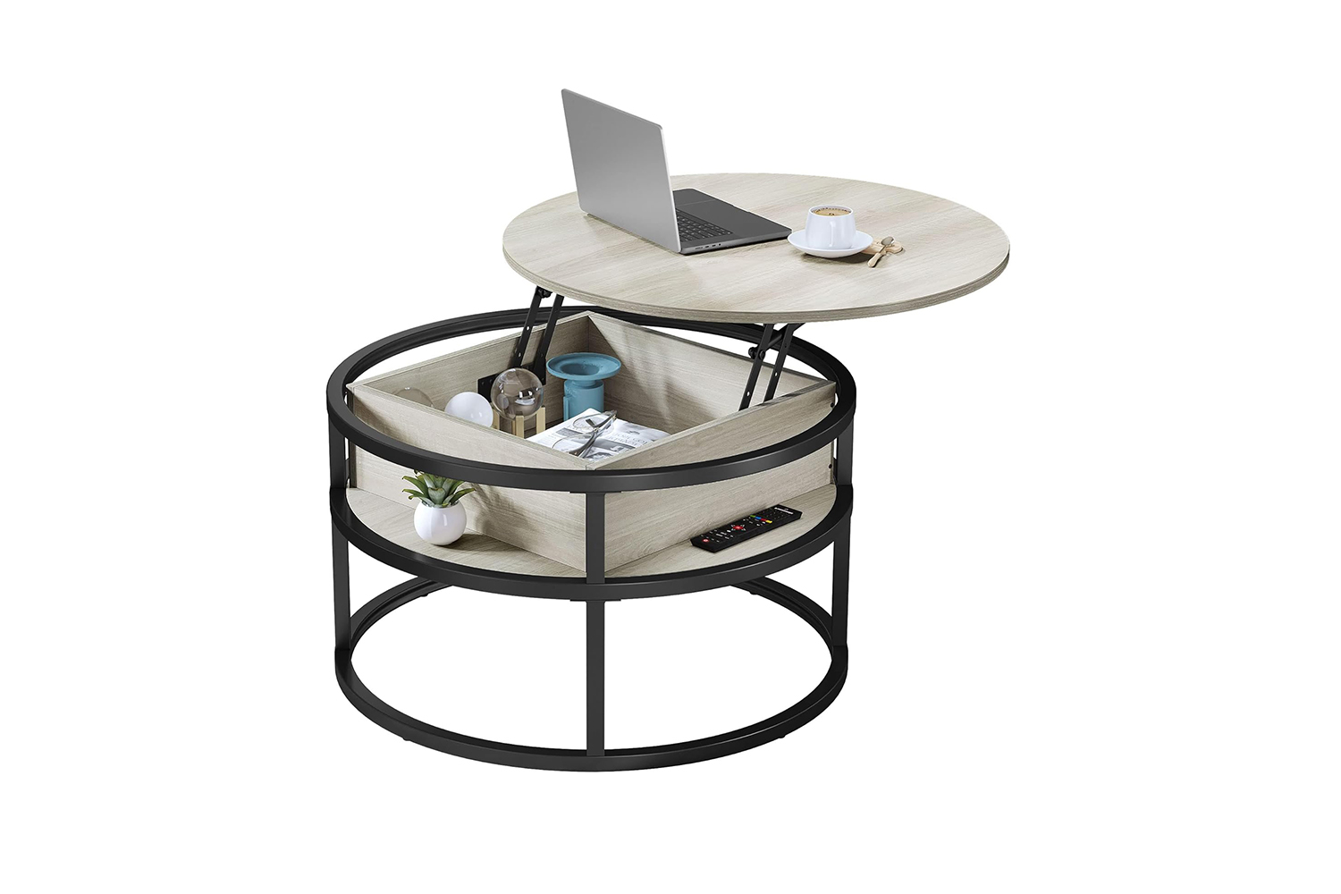 AZALEA Round Soft-Close Lift-Top Coffee Table with Storage