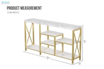 Picture of ELOWEN 140 Console Table with Shelves (Off-White)