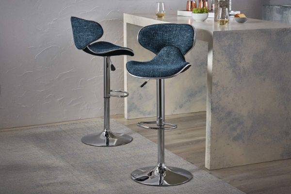 Picture of MOSMAN Adjustable Swivel Gas Lift Bar Stool (Blue) - 2 Stools in 1 Carton