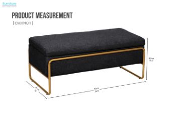 Picture of SEIDON Rectangular Storage Fabric Ottoman (Black) 