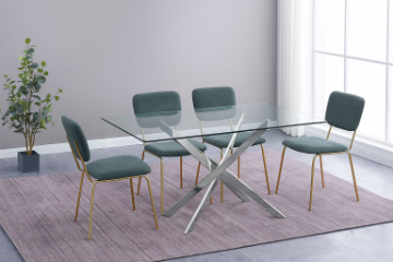 Picture of BONNIE 1.5M Glass Dining Table with 4 LASKY Chairs Combo Deal 
