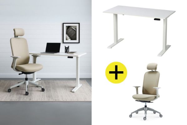 Picture of UP1 120 TWIN MOTOR Electric Height Adjustable Standing Desk + SULLIVAN Ergonomic Office Chair Combo Deal