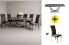 Picture of NUCCIO 200 Marble Top Stainless Steel Dining Table with 6 AITKEN Stainless Frame Velvet Dining Chairs Combo Deal
