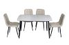Picture of SAROTO 130 Sintered Stone Top 5PC Dining Set (Gloss White Table + Creamy White Chairs) 