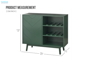 Picture of ISHARA Wine Buffet with Stemware Rack and Solid Wood Legs