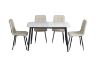 Picture of SAROTO 130 Sintered Stone Top 5PC Dining Set (Gloss White Table + 4 Creamy White Chairs) 