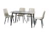 Picture of SAROTO 130 Sintered Stone Top 5PC Dining Set (Matte Grey Table + 4 Creamy White Chairs)