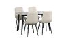 Picture of SAROTO 130 Sintered Stone Top 5PC Dining Set (Matte Grey Table + 4 Creamy White Chairs)