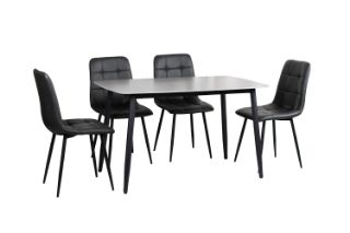 Picture of SAROTO 130 Sintered Stone Top 5PC Dining Set (Matte Grey Table + 4 Charcoal Chairs) 