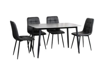 Picture of SAROTO 130 Sintered Stone Top 5PC Dining Set (Matte Grey Table + 4 Charcoal Chairs) 