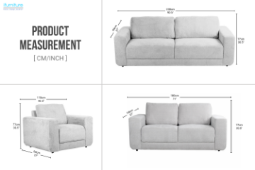 Picture of PALMERS CHENILLE 1 Seater Sofa (Light Grey)