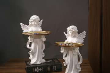 Picture of  Angel Statue Resin Figurine Sculpture with Jewelry Tray (14cmx31cm)