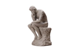 Picture of Famous Thinking Man Resin Sculpture for Home and Office Decor - Sandstone