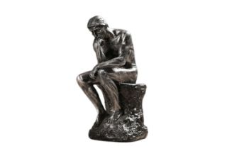 Picture of Famous Thinking Man Resin Sculpture for Home and Office Decor - Silver