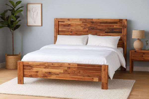 Picture of PHILIPPE Single/King Single/Double/Queen Size Acacia Wood Bed Frame (Rustic Java Colour)