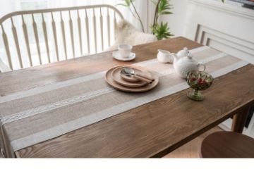 Picture of Jacquard Geometric Pattern Table Runner/Bed Runner in 2 Sizes (Light Brown)