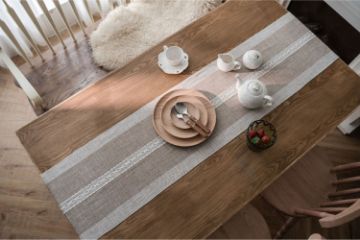 Picture of 376-008 Jacquard Geometric Pattern Table Runner/Bed Runner (Light Brown) - 33cmx240cm