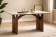 Picture of NATALIE 160 Dining Table with Natural White Stone Top & Solid Wood Base