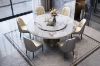 Picture of ORBIT 1.5M Round Rotating Sintered Stone Top Dining Set (White Top) - 7PC