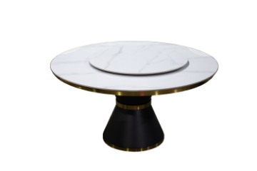 Picture of ORBIT 1.5M Round Rotating Sintered Stone Top Dining Set (White Top) - 7PC
