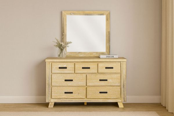 Picture of AKAROA 7-Drawer Solid Acacia Wood Dresser with Mirror