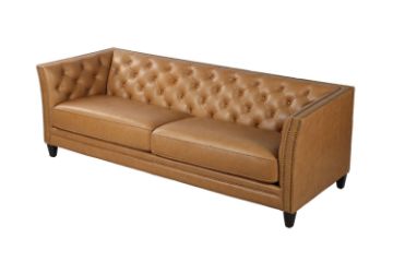 Picture of FLOOR MODEL CLEARANCE] VICTOR Tuxedo Style Full 100% Genuine Leather 4 Seater Sofa (Brown)