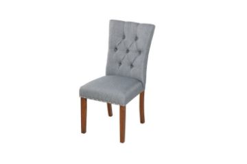 Picture of [FLOOR MODEL CLEARANCE] SOMMERFORD Tufted Fabric Upholstered Dining Chair (Dark Grey)