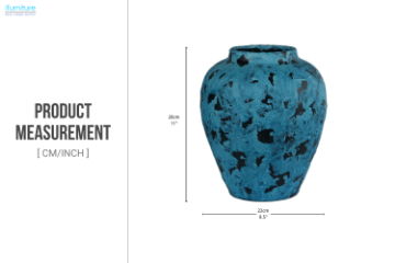 Picture of 363-011 Abstract Art Blue and Black Ceramic Vase