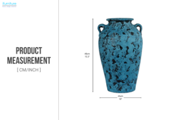 Picture of 363-012 Two-handled Abstract Art Blue and Black Ceramic Vase