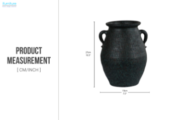 Picture of 363-015 Speckled Dark Green Handled Ceramic Vase