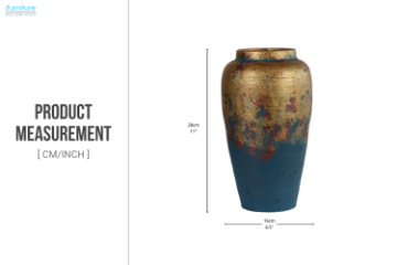 Picture of 363-022 Golden and Turquoise Dichroic Ceramic Vase