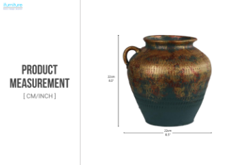 Picture of 363-023 One-handled Golden and Turquoise Dichroic Ceramic Vase
