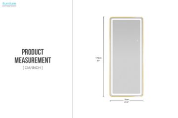 Picture of 339-015 H170 Golden Rounded Rectangle Mirror with LED Light