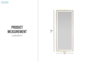 Picture of 339-017 H160 Golden Rounded Rectangle Mirror with LED Light